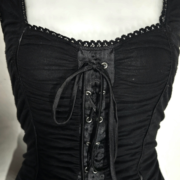 Guess Black Ruched Corset Tank Top - Picture 4 of 6